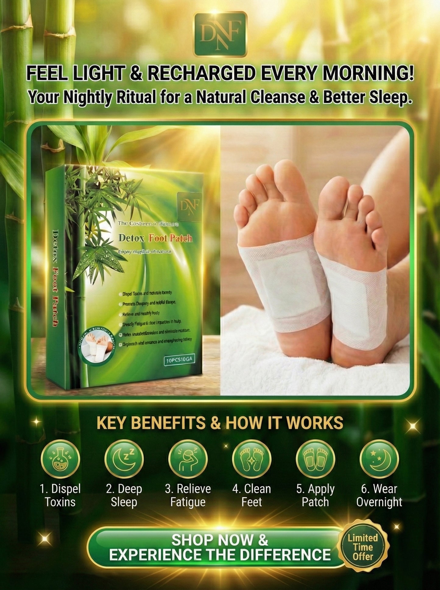 Detox Foot Patch - Natural Overnight Relaxation (10 Patches)
