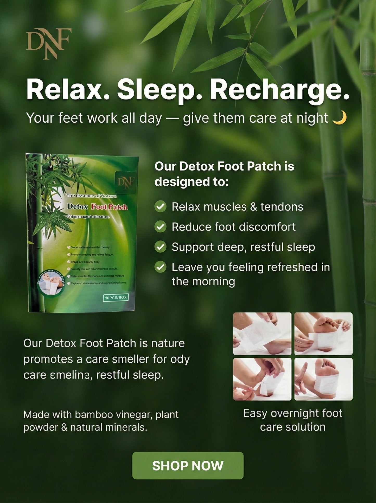 Detox Foot Patch - Natural Overnight Relaxation (10 Patches)