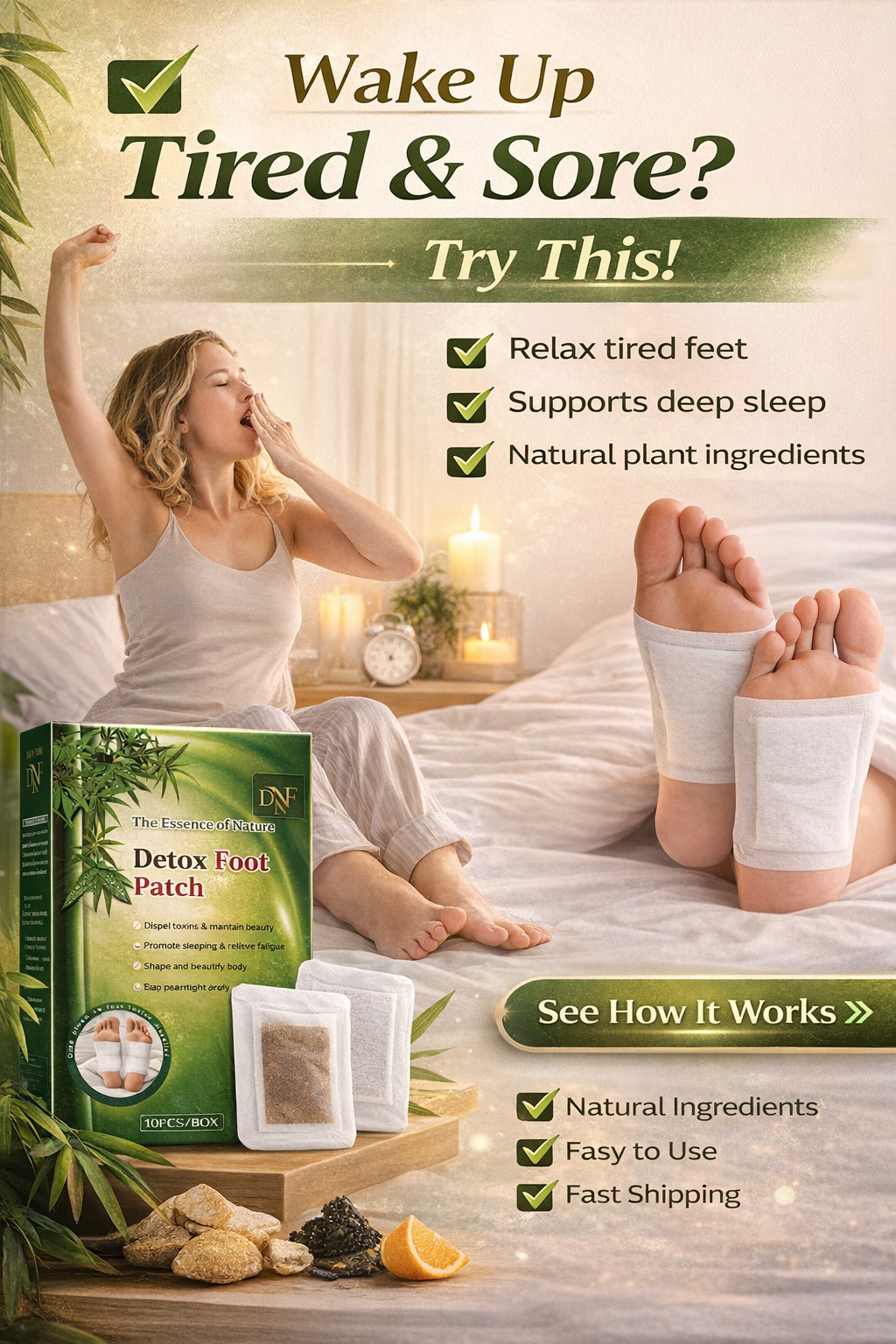 Detox Foot Patch - Natural Overnight Relaxation (10 Patches)
