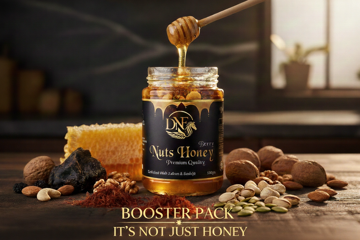 Premium Nuts Honey with Saffron & Shilajit – Ramadan Energy Booster (500g) ✨ FREE DELIVERY